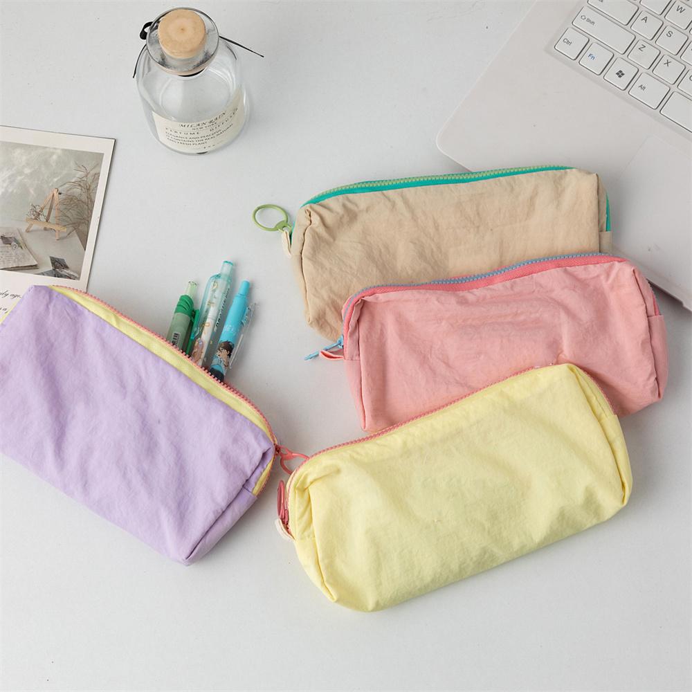 Macaron Einzelfarbig Einfache Federtasche Große Kapazität Tragbare Aufbewahrungstasche Minimalistische Schreibwarentasche für Stifte
