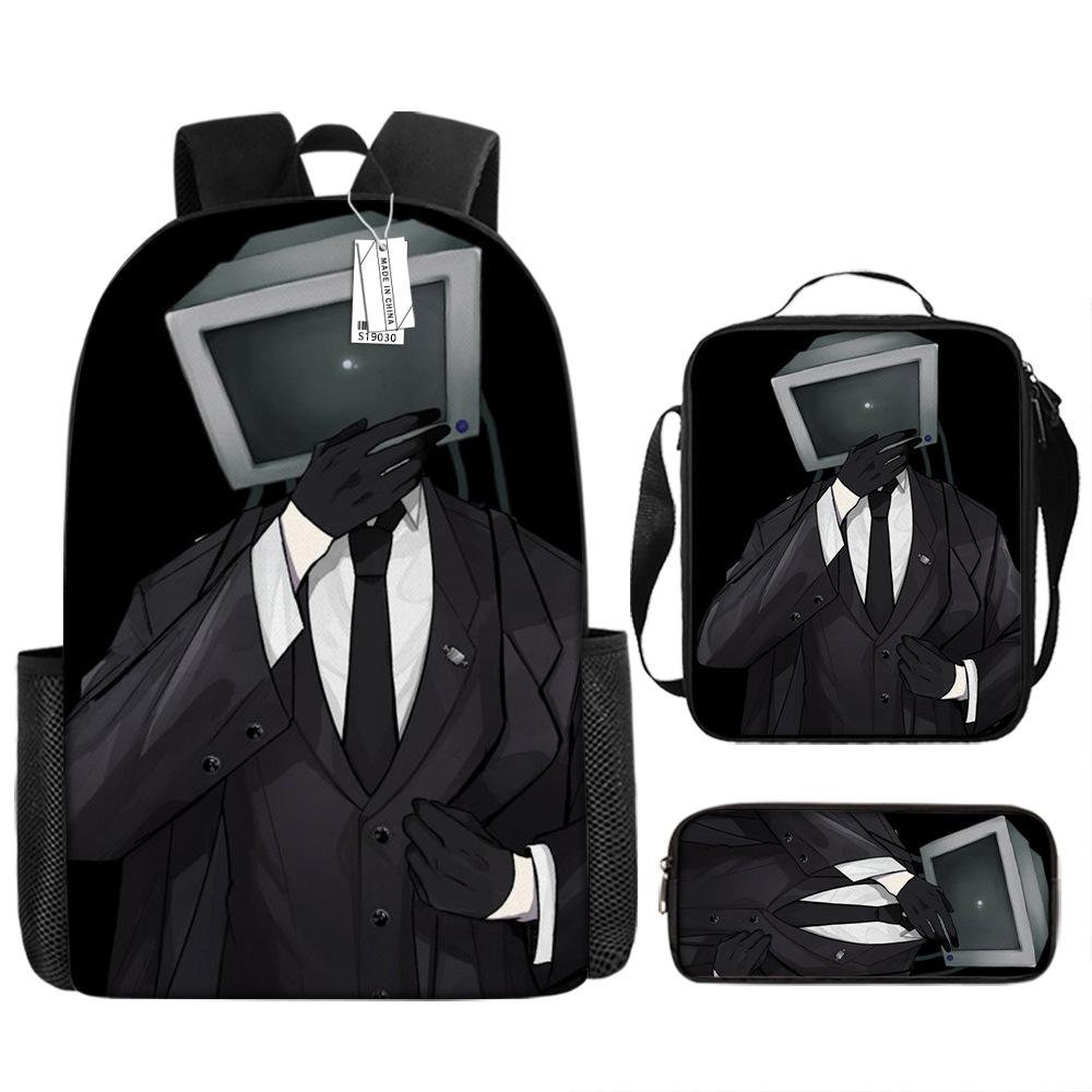 Skibidi toiletman schooltas titan monitorman rugzak schoudertas etui driekoppige set