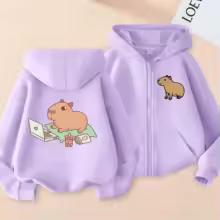 Funny Kids Capybara Zip Up Hoodie Children's Hoodie Zipper Children Capibara Sweatshirt Manga Clothes Kid Girl Boy Top Hoody