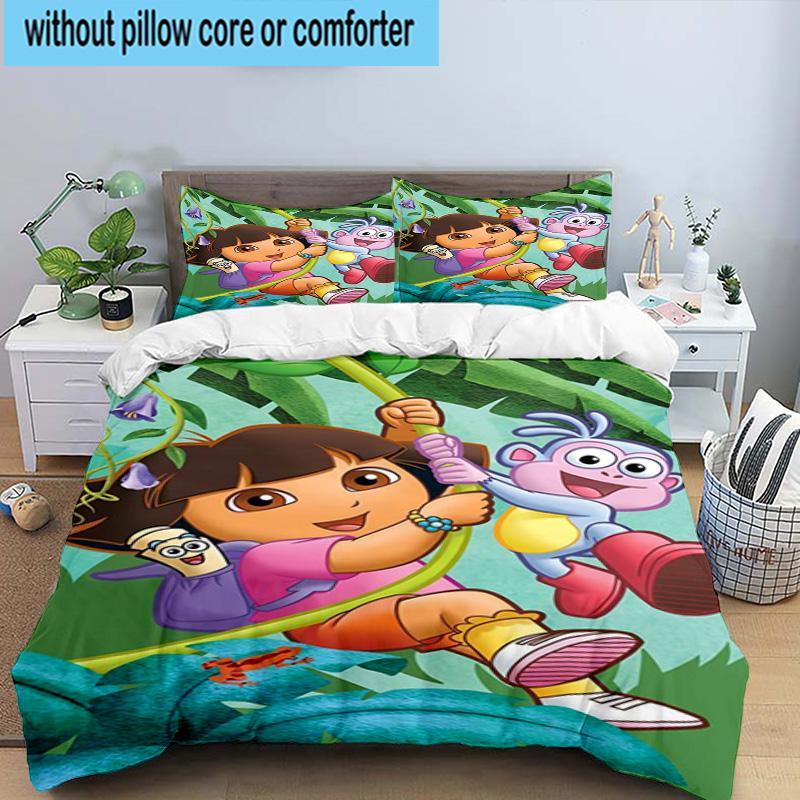 3PCS The Explorer Do-ra Adventure 3pcs Bedding,Including 3PCS Duvet Cover And 2pcs Pillowcases Perfect for Christmas,Ideal for Bedroom, Dormitory