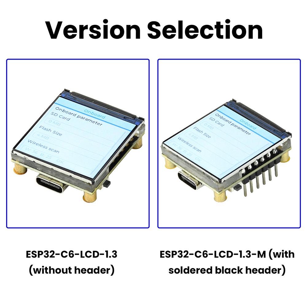 ESP32-C6 Development Board 1.3 Inch 240×240 ST7789 LCD QMI8658 6-Axis IMU RISC-V WiFi6 BLE5 Type-C for AIoT Smart Home