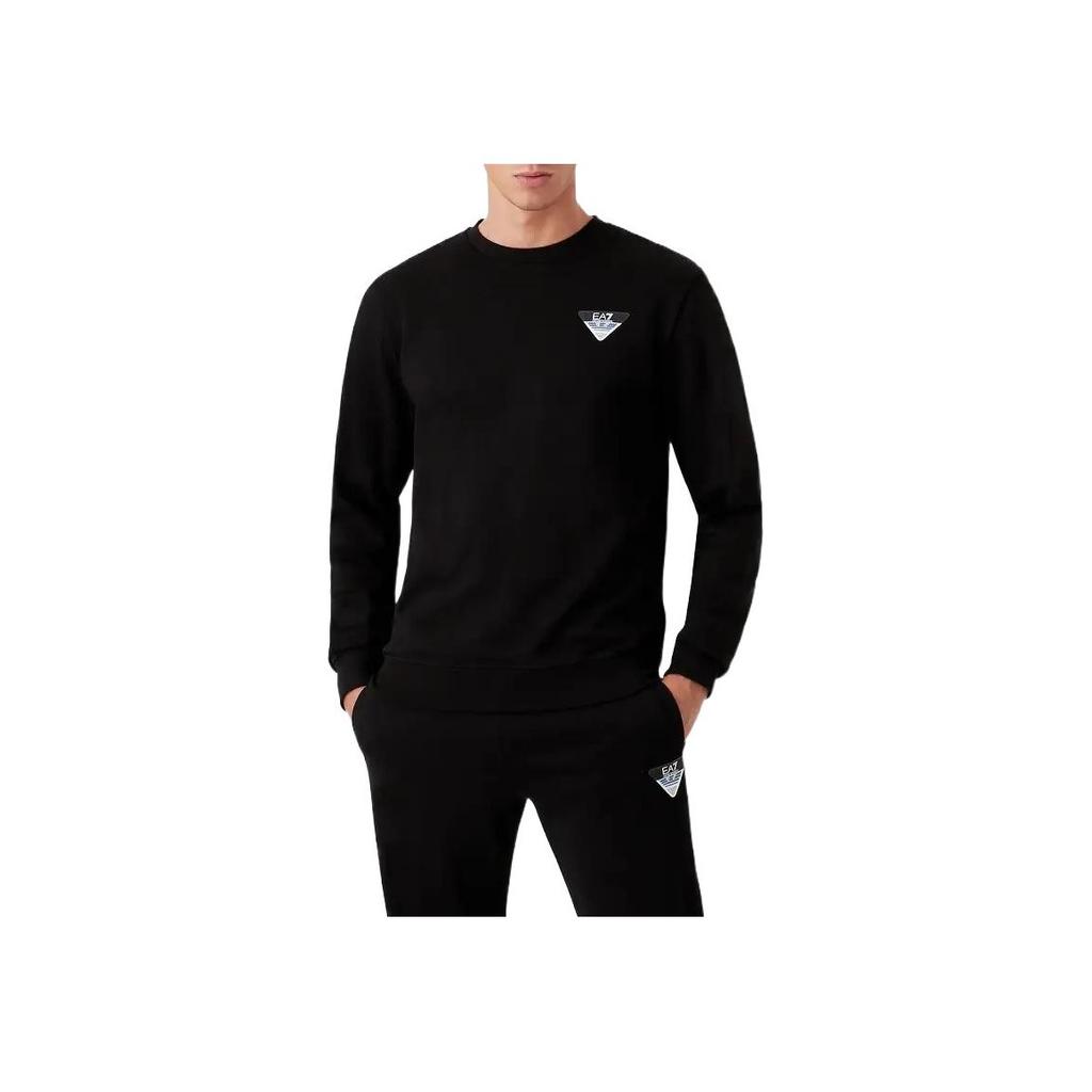Emporio Armani EA7 FW22 Logo Print Crew Neck Long Sleeve Sweatshirt Men sweatshirt Black 6LPM69-PJEQZ-1200