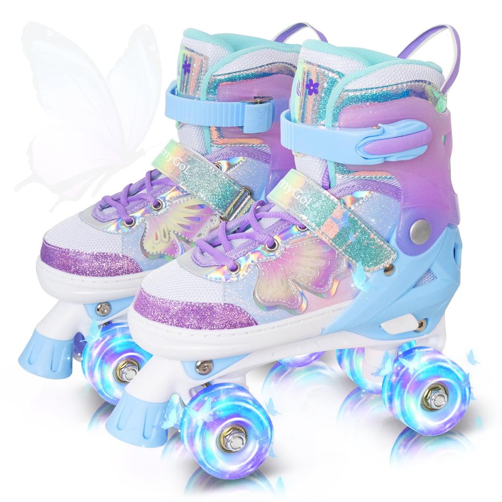 Nattork Roller Skates for Children, Inline Skates, Butterfly Series, Purple, Size M (20.5-23cm)
