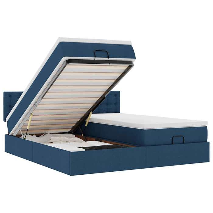 Maison Exclusive - Cadre de lit ottoman avec matelas bleu 180x200 cm tissu