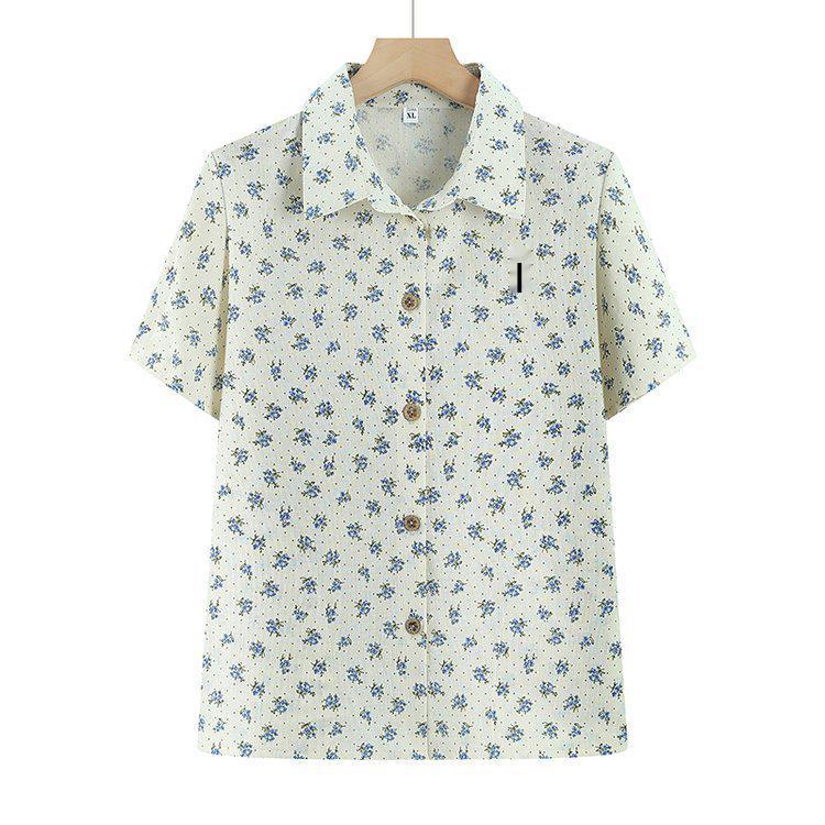 

Summer Cotton Short-Sleeve Shirt for Middle-Aged and Elderly Women XL (80-95 lbs recommended)