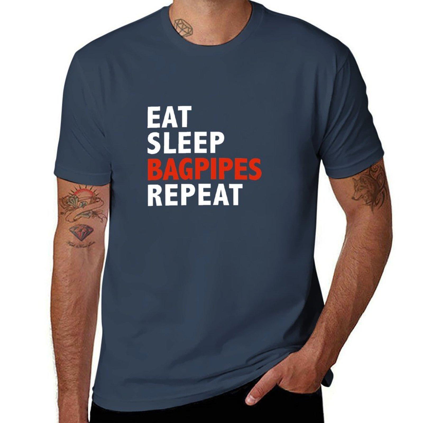 Eat Sleep Bagpipes Repeat Bagpipes Player TShirt Outdoor Sports Short Sleeve Top S