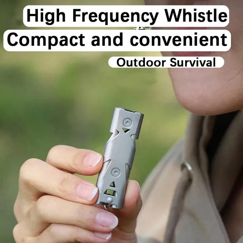 Double-Barreled Survival Whistle, High Decibel Pendant Keychain Whistle for Ourdoor Survival Emergency Camping Portable Whistle