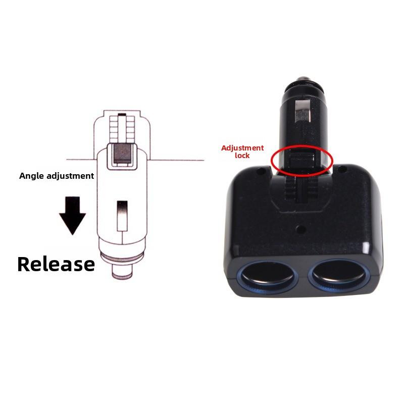 Cigarette Lighter One Point Two Multi-functional Car Charger Can Be Adjusted 90 Degrees New Car One Point Two Car Charger