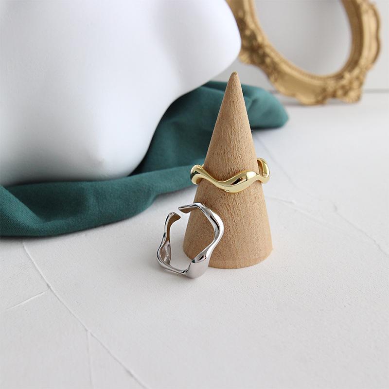 Ring Female Silver Creative Handmade Rings Irregular Wave Smooth Engagement Jewelry for Women  Adjustable Ring Silver Couple Ring