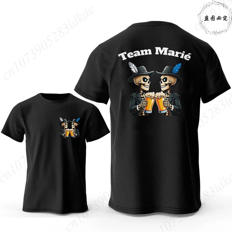 Französische Herren EVG Team Team Marié Passende T-Shirts Junggesellenabschied Bräutigam Squad Totenkopf Bier Toast Grafik Passende Freizeit-T-Shirts