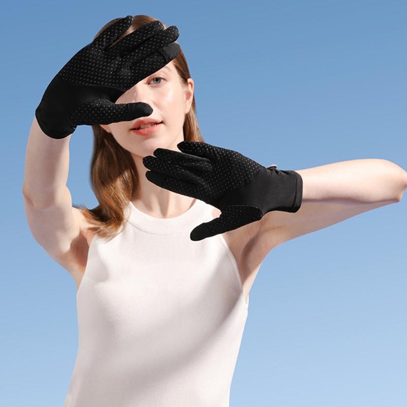 New Riding Gloves Female for Sun for Protection Thin Short Outdoor Ice Silk Anti-UV Anti-Skid Elastic Gloves