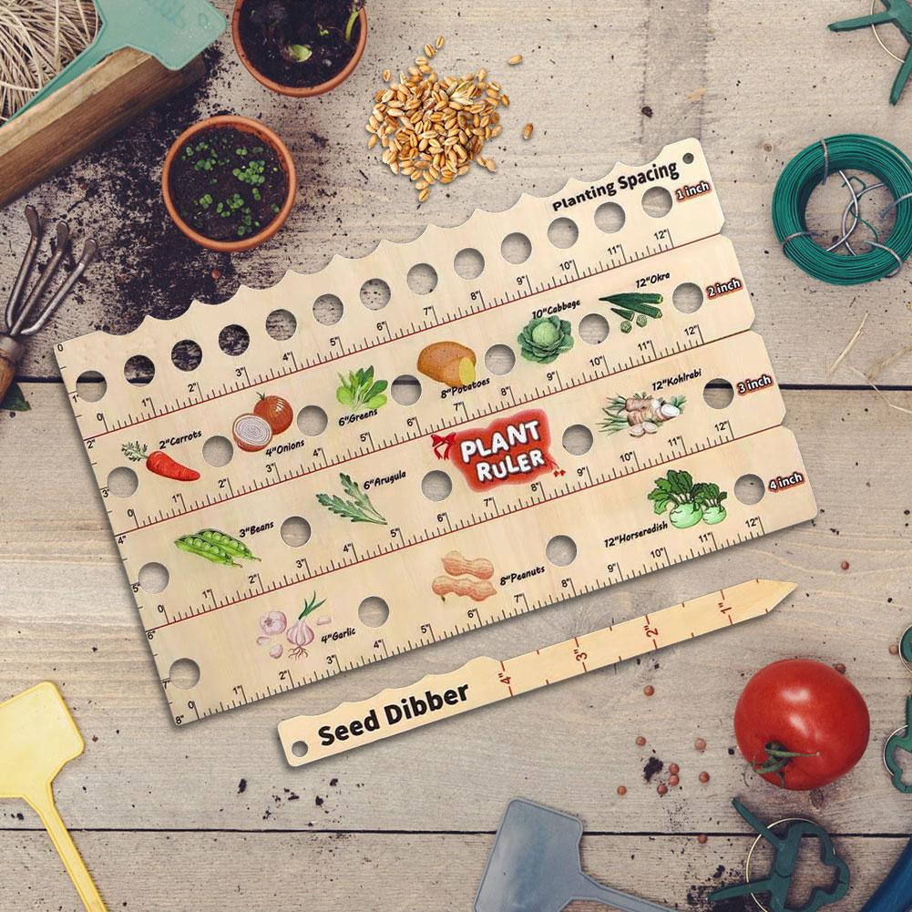2/1pcs Wooden Garden Dibber Spacing Ruler Seed Spreaders Multifunctional Portable Seeder Sower with Plant Dibber Gardening Tools