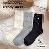 Ladies Autumn Winter Thickened Warm Pearl Button Sleeping Moon Wool Mid Barrel Pile Socks