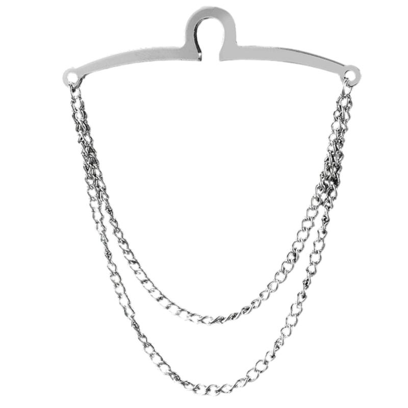 

Men Tie Chain Shirt Tie Clip Double Chains Business Wedding Necktie Accessories срібний