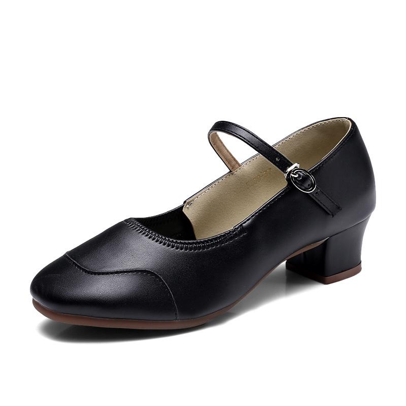 2025 new square dance shoes soft-soled women's dance shoes practice shoes teacher shoes four seasons ballroom dancing shoes mid-heeled shoes
