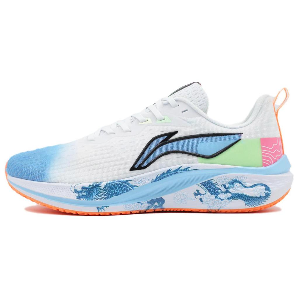 Li Ning Cushioning Slip Resistant Abrasion Resistant Low top Running Shoes Men's Blue Pink ARPU003-14(Team205--)