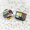 Retro TV No Signal Icon Brooch Badge