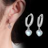 Sweet Fresh Heart Shaped Moonstone Earrings Simple Versatile Aurora Love Ear Clips For Women Fashion Jewelry