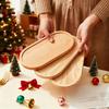 3 Pezzi Vassoio Ovale in Bambù - Piatti Multifunzione in Legno Massello per Tè, Trucco e Piante in Vaso Piccole, Scatola Decorativa Portaoggetti con Coperchio