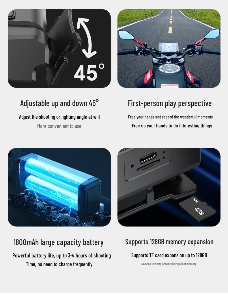 HD 1080P Multifunctional Head-mounted Sports Camera for Outdoor Activities
