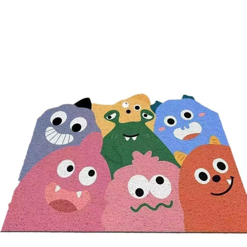 Cartoon Entry Silk Circle Floor Mat Little Monster Door Entrance Porch Foot Mat Pvc Household Tailor Carpet