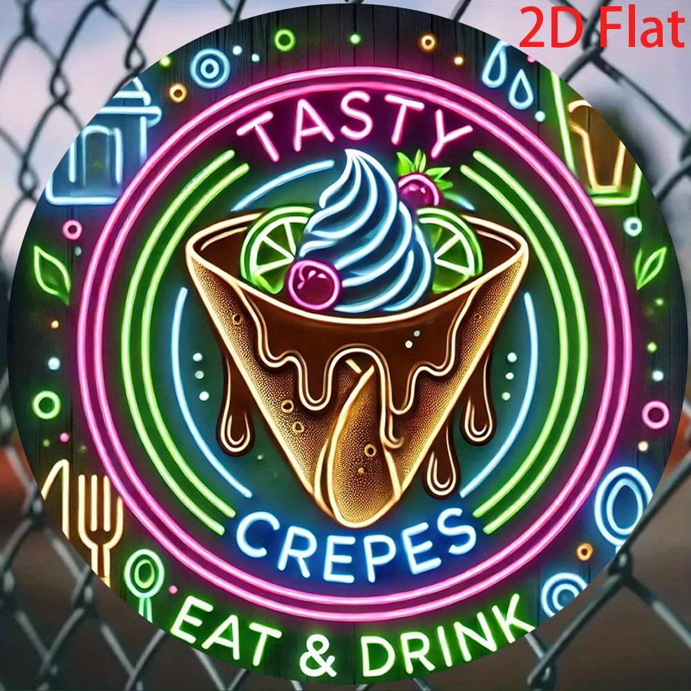 D Flat pc D Flat print Metal iron sign D Flat D Flat Delicious Crepes Sign xcm Metal Tin Sign PreDrilled Hol 20x20cm(8x8inch)