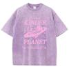 Літні жіночі бавовняні випрані футболки Stay Trippy Little Hippie Mushroom Streetwear Вільний вінтажний жіночий одяг з круглим вирізом