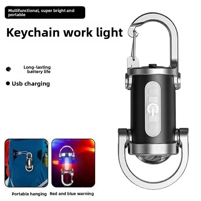 Keychain Flashlights EDC Mini Flashlights COB Keychain Work Light Flashlights 7 Light Modes