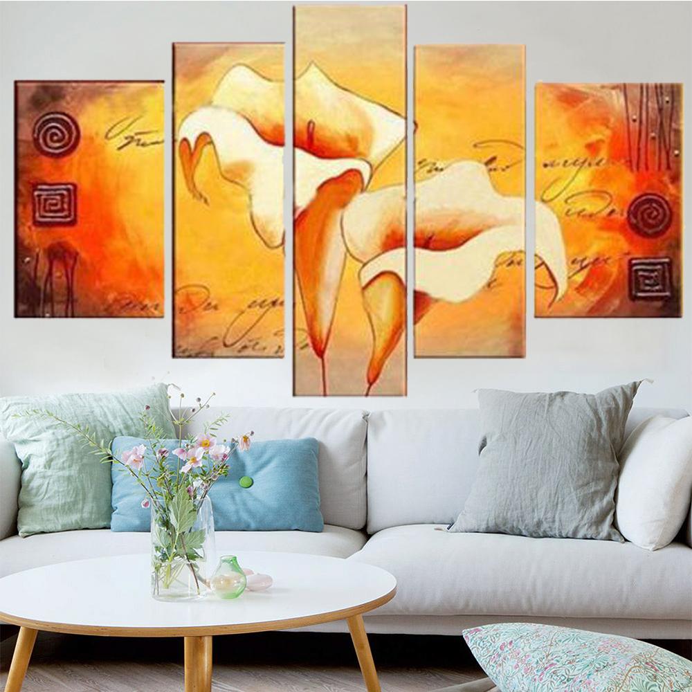 5 Pieces Wall Art Canvas Painting Modern Lily Flower Poster Home Pictures Living Room Modular Framework For Decoration