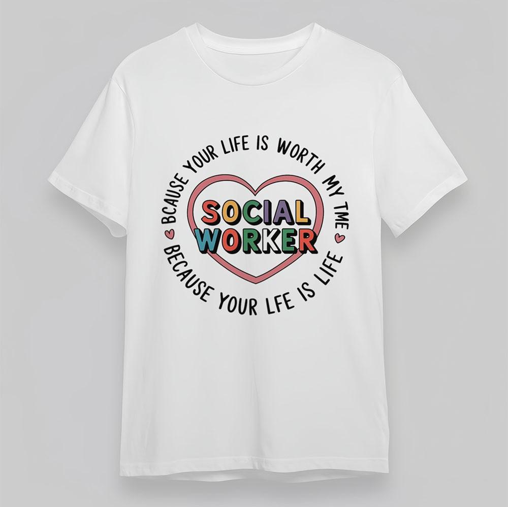 

Women s Breathable T-Shirt Social Worker Heart Tee Short Oversize Cotton White 4XL