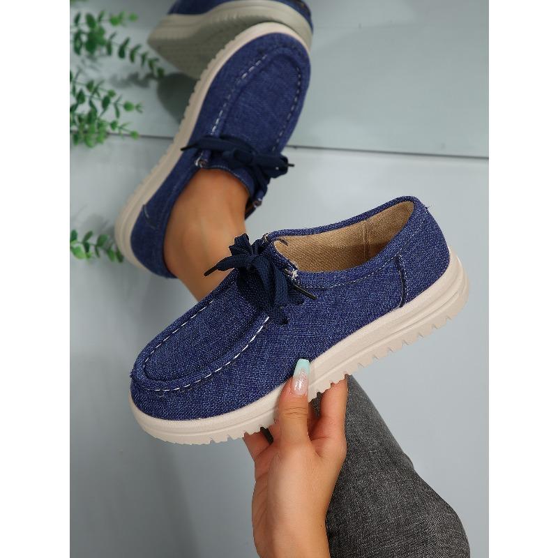 Lace-up Sneakers Women's Fall 2025 New Plus-size Platform Comfortable Canvas Shoes