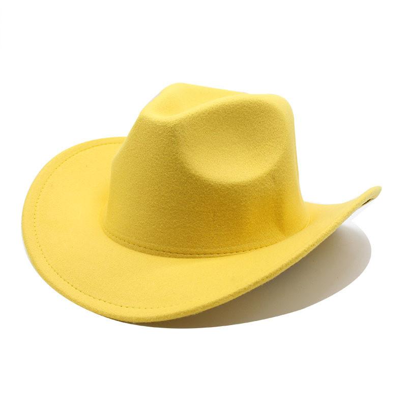 Western Cowboy Hat Black Wool Felt Fedora For Men And Women Sun Protection