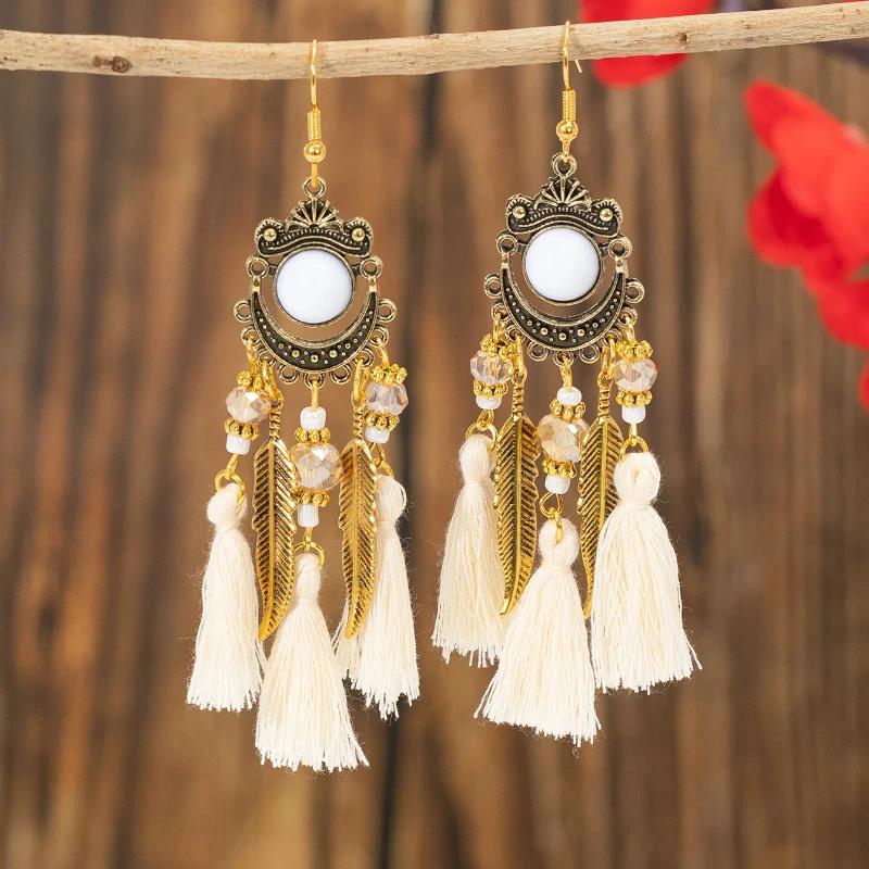 Bohemian Tribal Ethnic Style Long Fringed Earrings Cross-border Earrings Vacation Travel Jewelry Wholesale