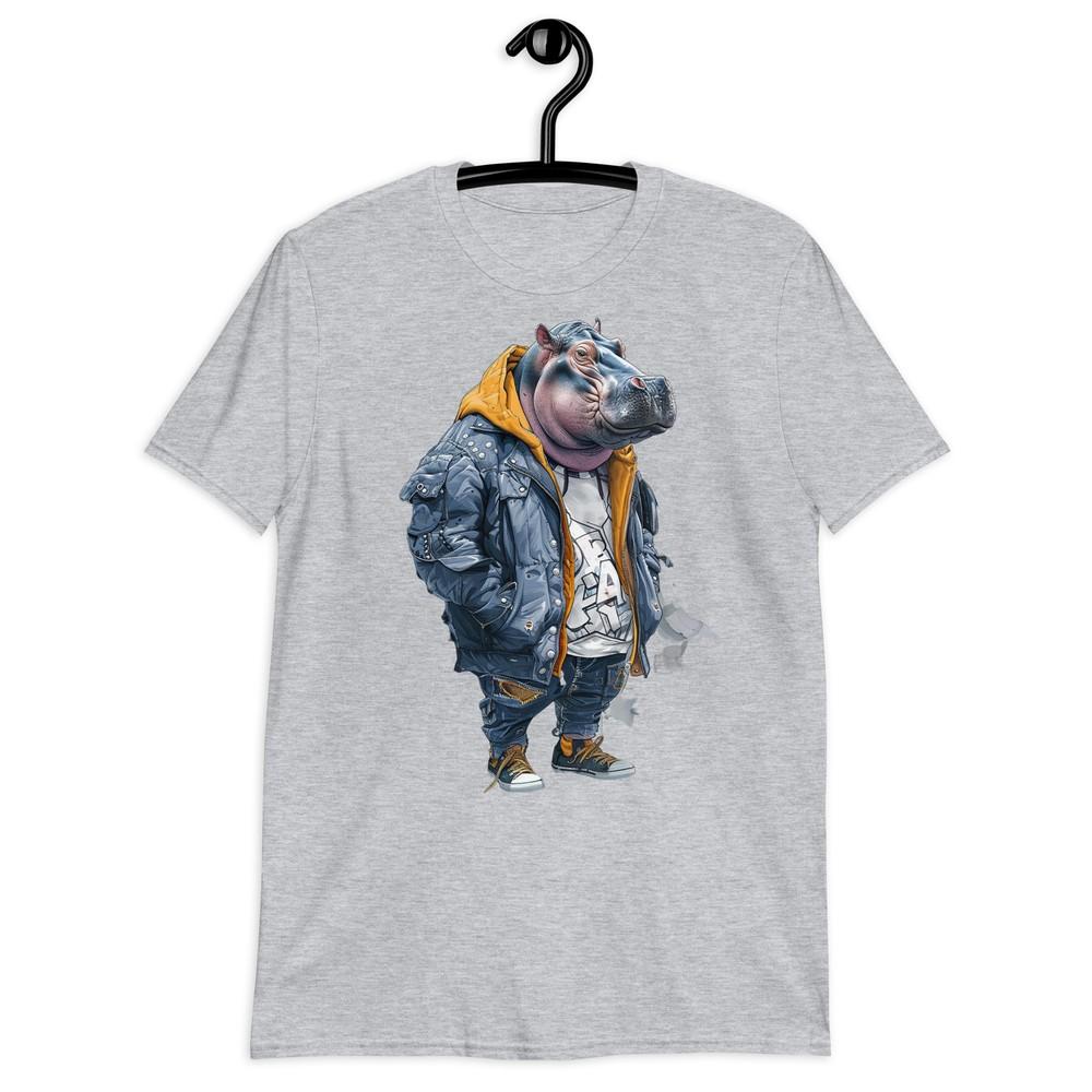 

Hip Hop Hippo Street Style Graphic Unisex T-Shirt Short Sleeve Tee Shirt L