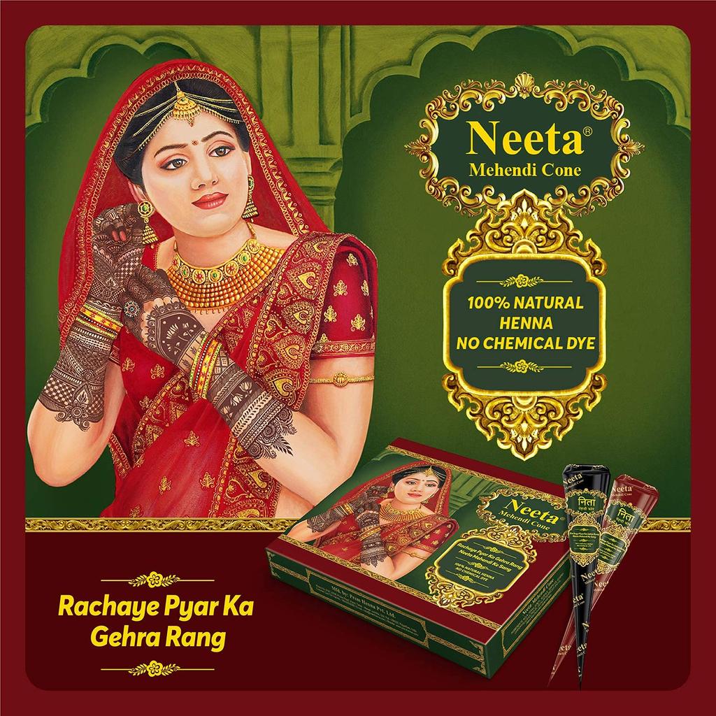 Neeta Naturalny Proszek Henny Opakowanie 150 g 1 sztuka 100% Czysty Bez Chemikaliów Henna do Włosów, Dłoni i Stóp