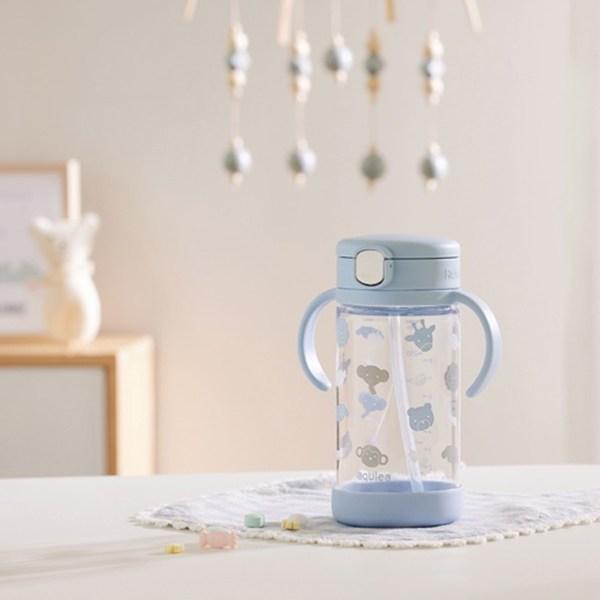 Capac inferior Richell pentru copii AQ paie cană 320 ml, albastru bebeluș, 1 bucată