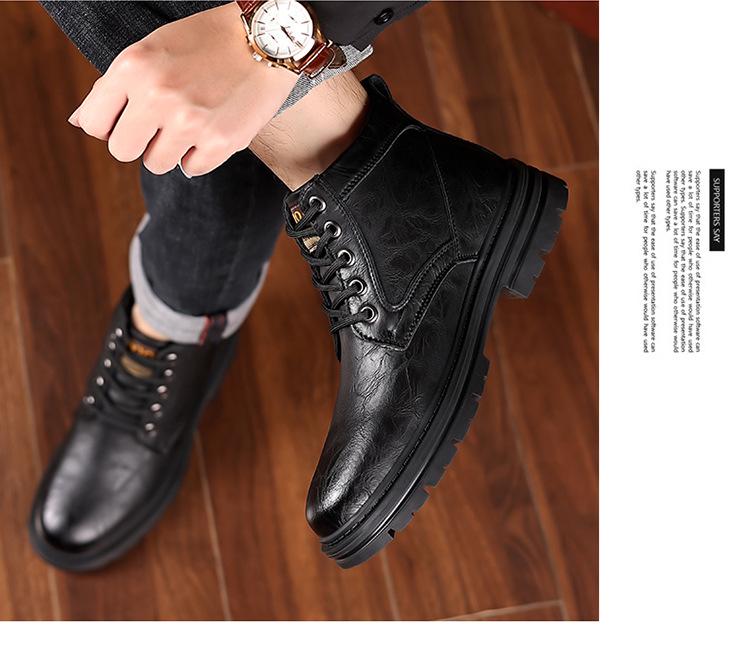 Herren High-Top Winterstiefel aus echtem Leder mit Wollfutter und Samt-Wärme