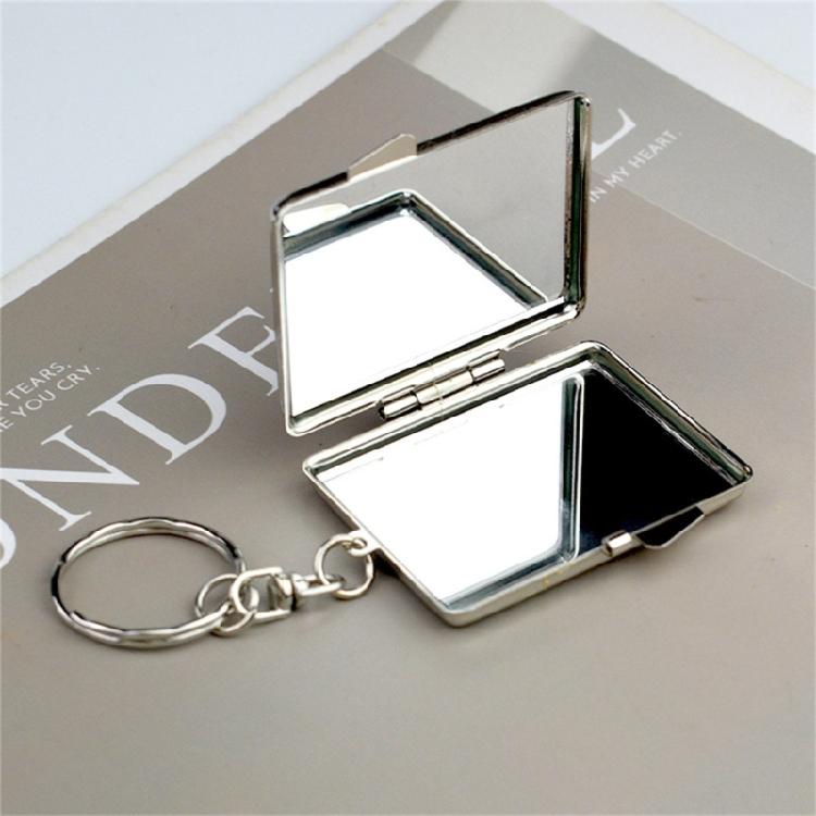 Easy To Clean Metal Keyring Cosmetic Mirror for Travel Office and Daily Activities Featuring Sturdy Construction