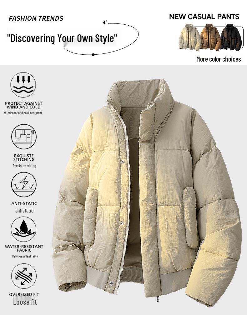 Men's Thick Winter Cotton Padded Stand Collar Jacket