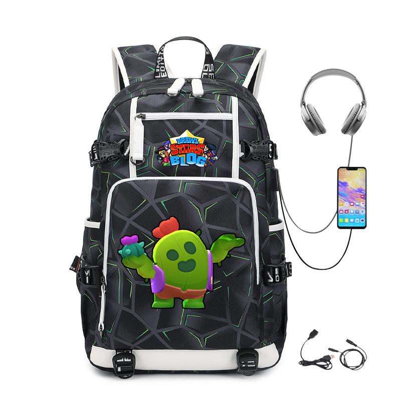 Brawl Stars Peripheral With Usb Backpack Student Outdoor Travel Large Capacity Mountaineering Bag