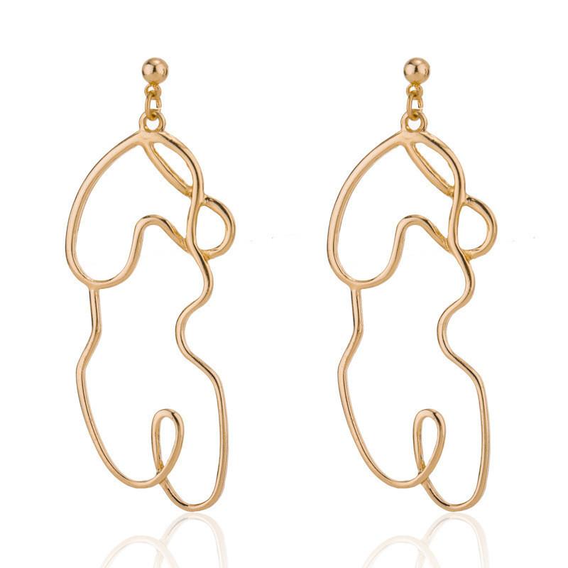 Elegant Abstract Geometric Hollow Earrings For Women Trendy Alloy Jewelry
