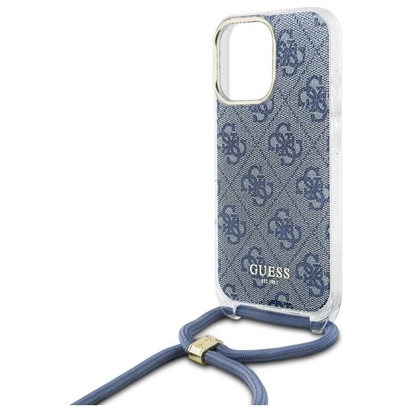 Guess Guhcp16Lhc4Seb Iphone 16 Pro 6.3 Niebieski/Blue Hardcase Crossbody Cord 4G Print