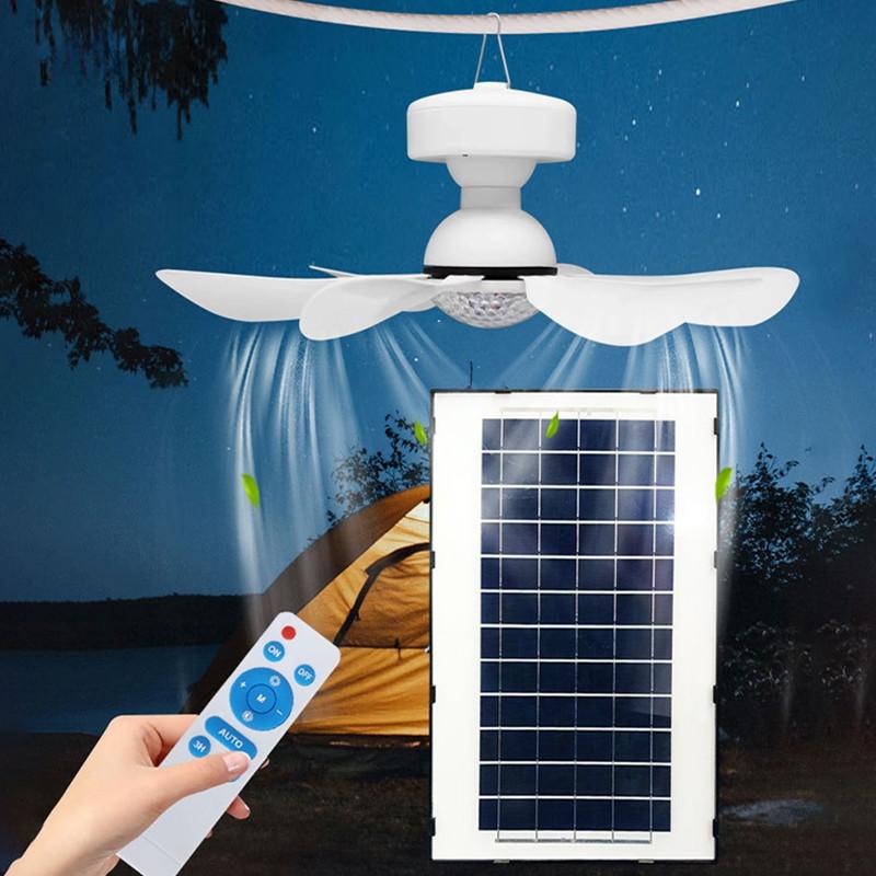 Camping Portable Solar Remote Control Fan Lamp 10000mAh DC Rechargeable Fan Light Outdoor Ceiling Fan Light