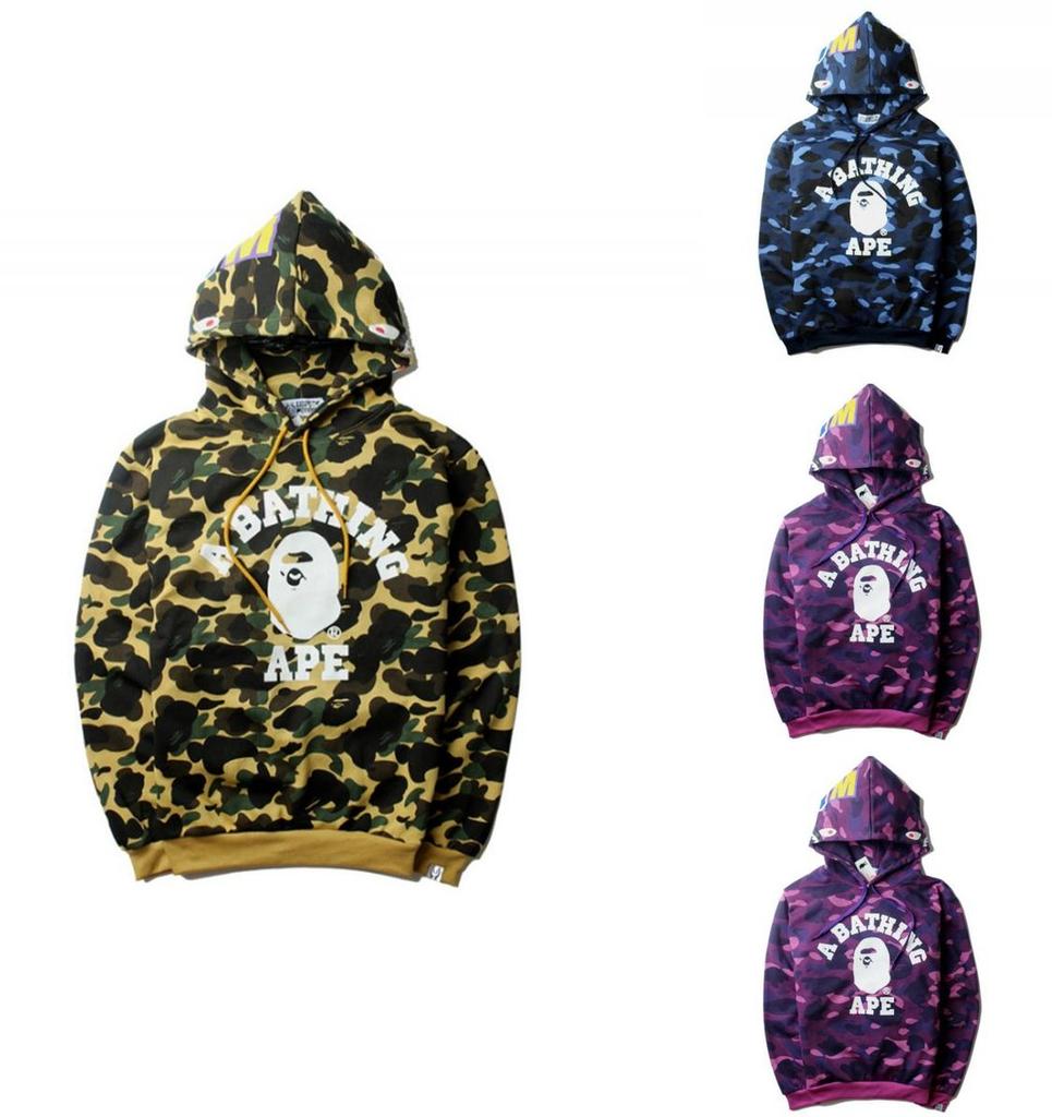 Bluza z kapturem z nadrukiem 3D głowy rekina i wzorem kamuflażu dla młodzieżowej mody casual