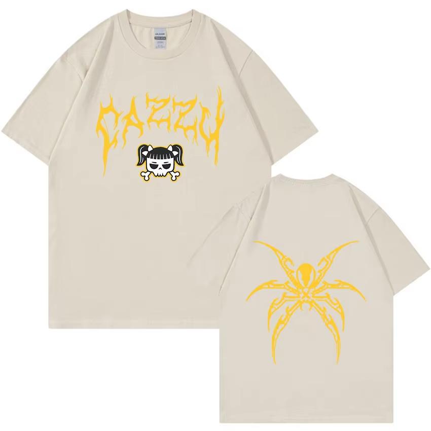 Cazzu Nena Trampa 2025 Doppelseitiger Druck T-Shirt Herren Damen Hip Hop T-Shirt Locker Baumwolle Kurzarm Übergroß Lässige T-Shirts