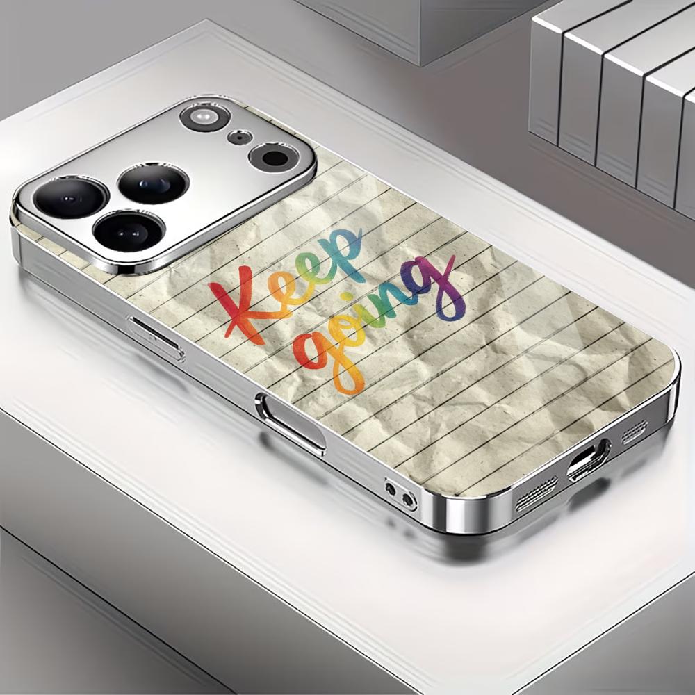 Colorful motivational paper phone case for funda iphone for iphone 17 pro max cover glass for iPhone 17 16 15 14 13 pm Pro Plus