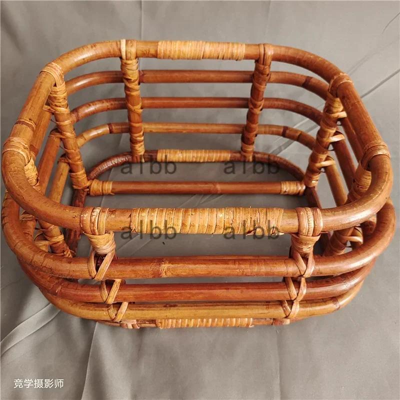 Handmade Vintage Bamboo Chair Baby Bed Crib 1pc Newborn Photo Posing Props Studio Shooting Accessories Baby Boy Girl Photo Props