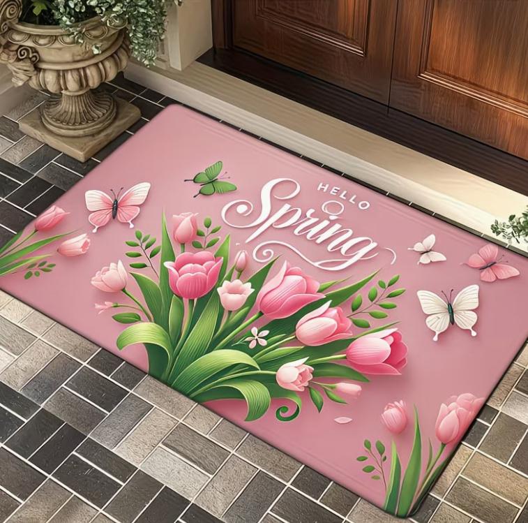 

Purple Hydrangea Welcome Door Mat Non Slip Washable Soft Floral Floor Rug for Entryway Kitchen Bathroom Home Decor 40cm x 60cm