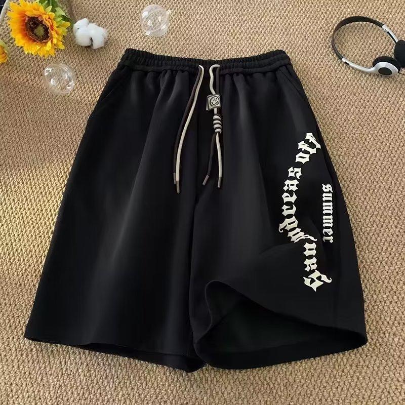 

Shorts Men s New Summer American Retro Casual Five-point Mid-pants Versatile Loose Sports Pants 5XL чорний