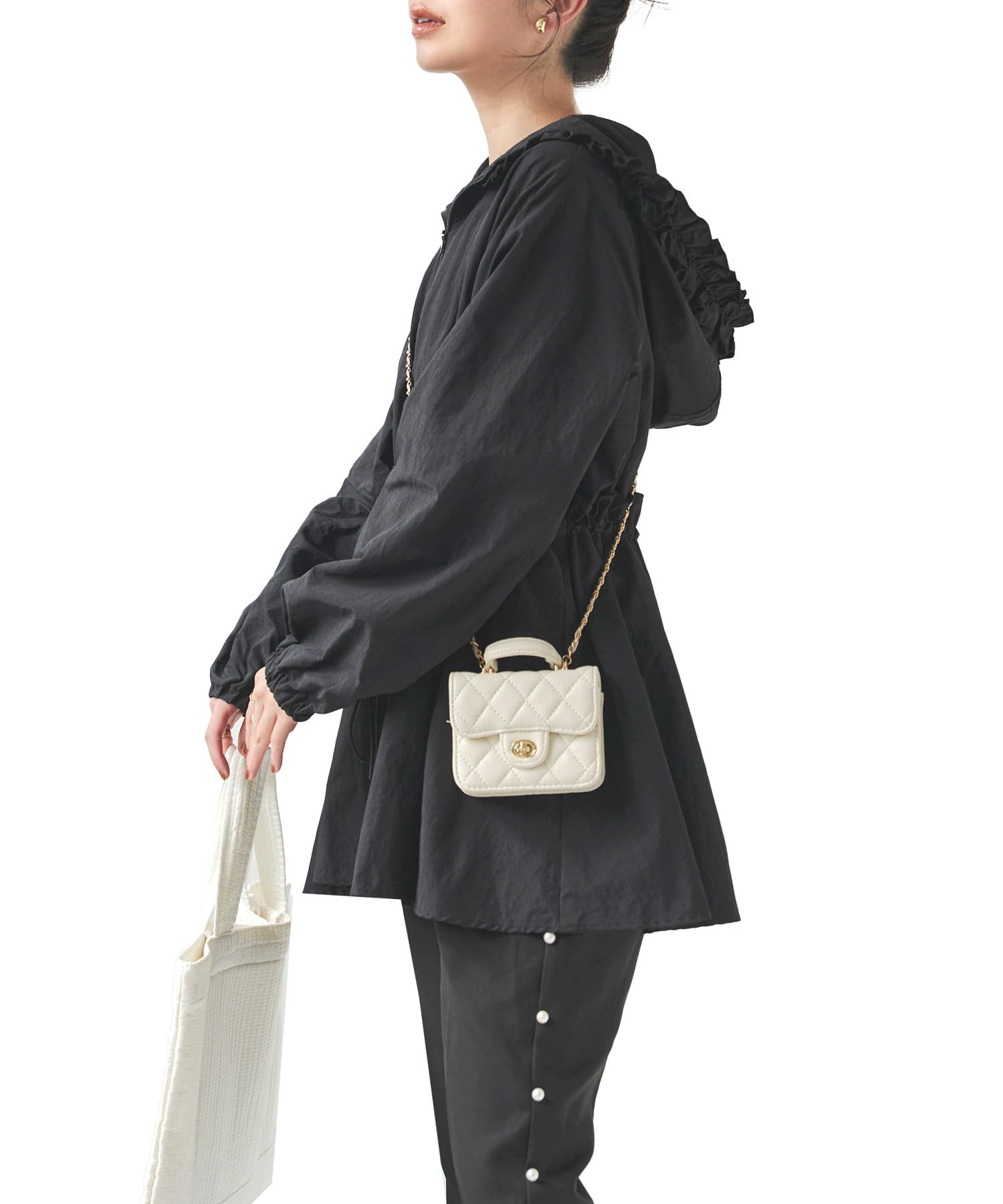 

Kobe Lettuce Складная горная парка с расклешенным низом, черная, водоотталкивающая, повседневная, для мам, с баской, [K1335] M, с баской,